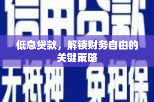 内湖低息贷款，解锁财务自由的关键策略
