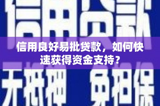 内湖信用良好易批贷款，如何快速获得资金支持？