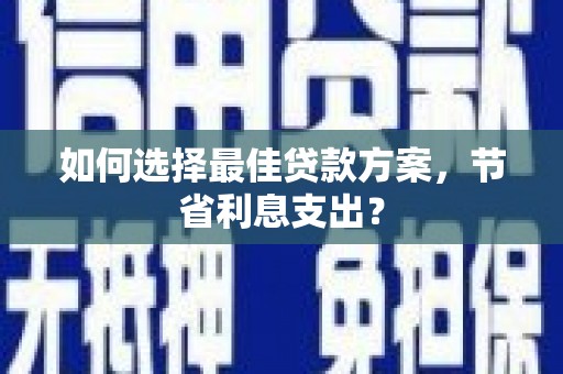 内湖如何选择最佳贷款方案，节省利息支出？