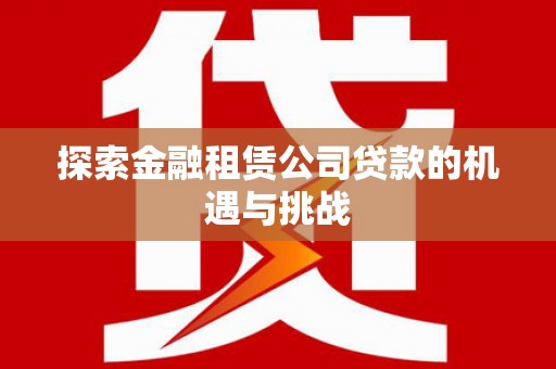 内湖探索金融租赁公司贷款的机遇与挑战