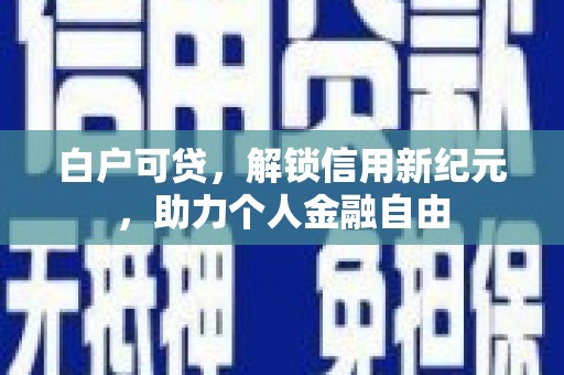 内湖白户可贷，解锁信用新纪元，助力个人金融自由