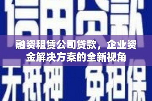 内湖融资租赁公司贷款，企业资金解决方案的全新视角