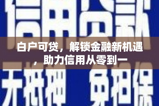内湖白户可贷，解锁金融新机遇，助力信用从零到一