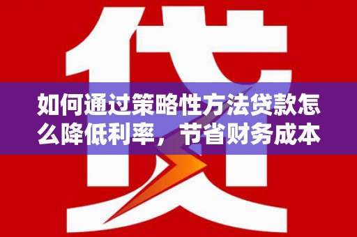 内湖如何通过策略性方法贷款怎么降低利率，节省财务成本