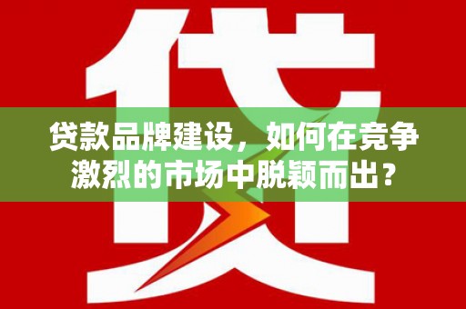内湖贷款品牌建设，如何在竞争激烈的市场中脱颖而出？
