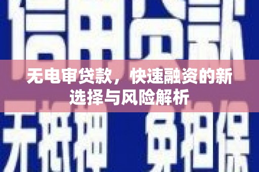 内湖无电审贷款，快速融资的新选择与风险解析