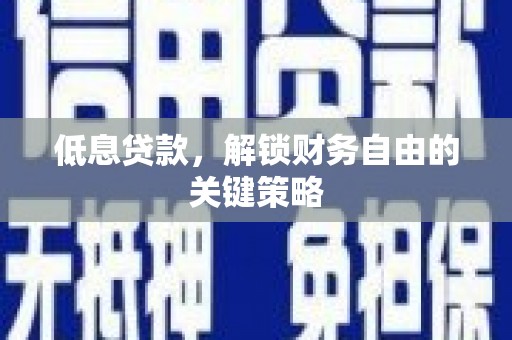 内湖低息贷款，解锁财务自由的关键策略