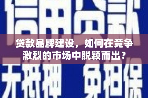 内湖贷款品牌建设，如何在竞争激烈的市场中脱颖而出？