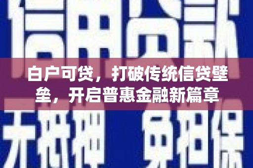内湖白户可贷，打破传统信贷壁垒，开启普惠金融新篇章