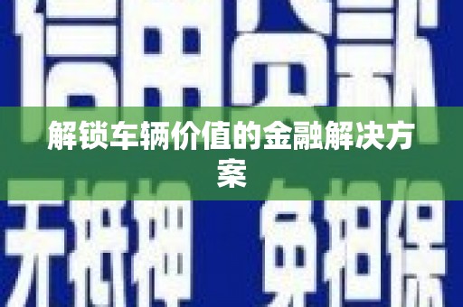 内湖解锁车辆价值的金融解决方案
